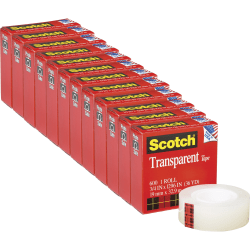 Scotch Transparent Tape, 108ft, Clear, Pack Of 12 Rolls