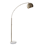 Adesso Astoria Arc Floor Lamp, 78inH, Antique Brass Shade/White Marble Base