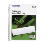 Rediform Follow-Up Voice Mail Log Book, 8in x 10 5/8in, 500 Sheets, 50% Recycled, Blue