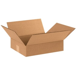 Partners Brand Flat Corrugated Boxes, 12inL x 10inW x 3inH, Kraft, Pack Of 25