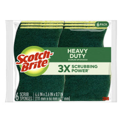 Scotch-Brite 426 Heavy-Duty Scrub Sponges, Green, Pack Of 6 Sponges