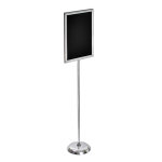 Azar Displays 2-Sided Slide-In Frame Sign Holder With Metal Pedestal Stand, 22in x 14in, Silver