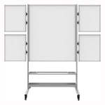 Luxor Magnetic Dry-Erase Whiteboard Collaboration Station, 76 3/8in x 82 1/4in x 23 11/16in, Aluminum Frame With Silver Finish