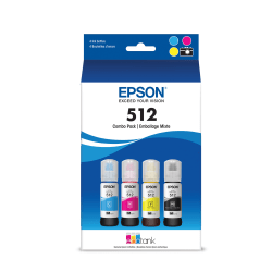 Epson 512 EcoTank Photo Black And Cyan, Magenta, Yellow Ink Bottles, Pack Of 4, T512520-S