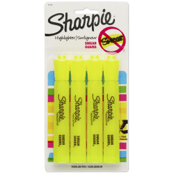 Sharpie Accent Tank-Style Highlighters, Fluorescent Yellow, Pack Of 4