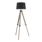 Lumisource Compass Mid-Century Modern Floor Lamp, Grey Washed Wood/Black Shade