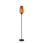 Adesso Hugo Floor Lamp, 68-1/4inH, Bamboo Weave Shade/Black Base