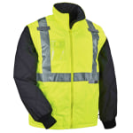 Ergodyne GloWear 8287 Type R Class 2 High-Visibility Thermal Jacket With Removable Sleeves, Large, Lime