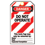 Brady Lockout Tags, Danger Do Not Operate, 5 3/4inH x 3inW, Red/White/Black, Pack Of 25