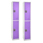 Alpine 2-Tier Steel Lockers, 72inH x 15inW x 15inD, Purple, Set Of 2 Lockers