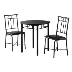 Monarch Specialties Owen Dining Table With 2 Chairs, Black