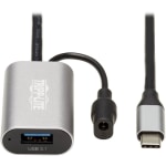 Tripp Lite USB C Active Extension Cable USB C to USB-A USB 3.1 Gen 1 M/F 5M - First End: 1 x Type A Female USB, First End: 1 x Power - Second End: 1 x Type C Male USB - 640 MB/s - Extension Cable - Nickel Plated Connector - Black, Gray