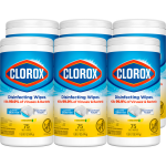 Clorox Disinfecting Wipes, Bleach Free Cleaning Wipes - Crisp Lemon - 75 Count (Pack of 6)