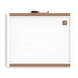 U Brands PINIT Magnetic Dry-Erase Bulletin Board, Painted Steel, 20in x 16in, White, Plastic Frame