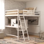 Flash Furniture Riley Loft Bed Frame With Desk, Full, 57-1/2inL x 78-3/4inW x 57-1/2inD, White