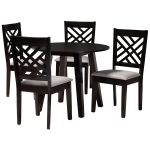 Baxton Studio Lilly Dining Set, 29-15/16inH x 35-7/16inW x 35-7/16inD, Gray/Dark Brown