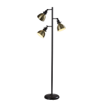 Adesso Alden 3-Light Tree Floor Lamp, 64-3/4inH, Antique Brass Shade/Antique Bronze Base