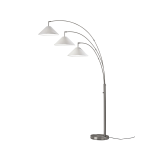 Adesso Braxton 3-Arm Arc Lamp, 86inH, Brushed Steel/White