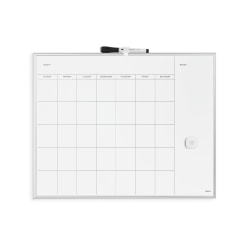 U Brands Magnetic Dry Erase Monthly Calendar Board, 20in X 16in, Silver Aluminum Frame