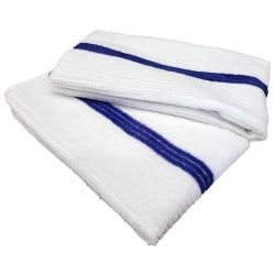 Pro-Clean Basics Microfiber Bar Mop Towels, 15in x 18in, White/Blue, Pack Of 48 Towels