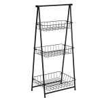 Honey Can Do Folding A-Frame Entryway Shelf, 3 Tiers, 35-13/16inH x 17-5/16inW x 11-13/16inD, Black