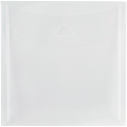 JAM Paper Plastic 6 1/8in x 6 1/8in Envelopes, Tuck Flap Closure, Clear, Pack Of 12