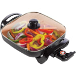 Brentwood SK-66 Non-Stick Copper Electric Skillet With Glass Lid, 12-1/4in x 18in, Black