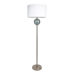 LumiSource Scepter Contemporary Floor Lamp, 60-3/4inH, Off-White Shade/Brushed Nickel Base