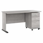 Bush Business Furniture Studio A 60inW Computer Desk With 3-Drawer Mobile File Cabinet, Platinum Gray, Standard Delivery