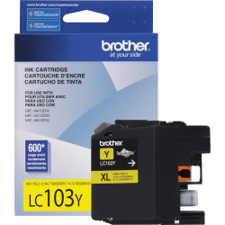 Brother LC103 High-Yield Yellow Ink Cartridge, LC103Y