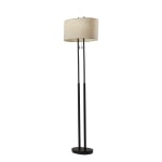 Adesso Duet Floor Lamp, 64inH, Taupe Shade/Antique Bronze Base