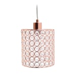 Elegant Designs 1-Light Ellipse Cylinder Pendant Lamp, 6-3/4inW, Crystal/Rose Gold