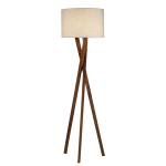 Adesso Brooklyn Floor Lamp, 63inH, White Shade/Walnut Base