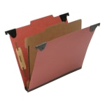 SKILCRAFT 2/5 Tab Cut Letter  Hanging Folder - 1in Folder Capacity - 8 1/2in x 11in - Top Tab Position - 1 Divider(s) - Pressboard, Kraft, Fiber - Red - 10 / Box