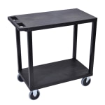 Luxor E-Series Plastic Cart, 2-Shelves, Heavy-Duty, 36 1/4inH x 32inW x 18inD, Black