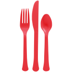 Amscan Boxed Heavyweight Cutlery Assortment, Apple Red, 200 Utensils Per Pack, Case Of 2 Packs