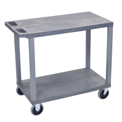 Luxor E-Series Plastic Cart, 2-Shelves, 35 1/4inH x 32inW x 18inD, Gray