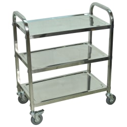 Luxor E-Series Plastic Cart, 2-Shelves, Heavy-Duty, 36 1/4inH x 32inW x 18inD, Gray