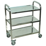 Luxor L100S3 Stainless-Steel 3-Shelf Kitchen Cart, 35inH x 26inW x 16inD, Silver