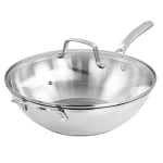 Martha Stewart Essential Stainless Steel Pan With Lid, 12in, Silver