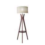 Adesso Bedford Shelf Floor Lamp, 59 1/2inH, Oatmeal Shade/Walnut Base