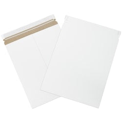 Partners Brand Self-Seal Stayflats Plus Express Pouch Mailers, 11in x 13 1/2in, White, Pack of 100