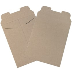 Partners Brand Stayflats Flat Mailers, 9in x 11 1/2in, Kraft Brown, Pack of 100