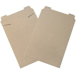 Partners Brand Kraft Stayflats Flat Mailers, 13in x 18in, Kraft Brown, Pack of 100