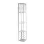 Simple Designs Floor Lamp Etagere Organizer Storage Shelf And Wine Rack, 62-3/4inH, Gray/White