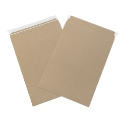 Partners Brand Self-Seal Stayflats Plus Flat Mailers, 13in x 18in, Kraft Brown, Pack of 100