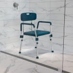 Flash Furniture Hercules Adjustable Bath And Shower Chair With Quick-Release Back And Arms, 34-3/4inH x 20-3/4inW x 19-3/4inD, Navy