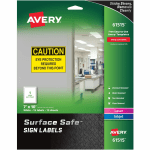 Avery Surface Safe Sign Labels, 7in x 10in, Rectangle, Pack Of 15