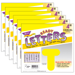 TREND Ready Letters, 4in, Casual Uppercase, Yellow, Set Of 6 Packs