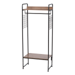 IRIS Metal Garment Rack With Wood Shelves And Side Racks, 60-7/8inH x 25-1/4inW x 15-3/16inD, Black/Dark Brown